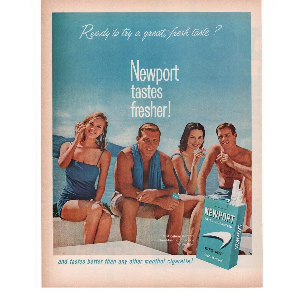 Newport Cigarette Magazine Advertisement 1960s Tobacciana Menthol Swimming Ocean
